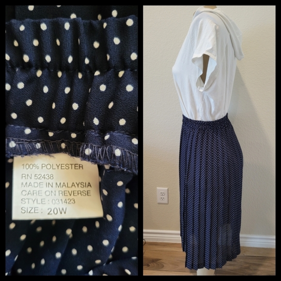 all-around pleated navy polka-dots skirt 20 - Picture 3 of 7
